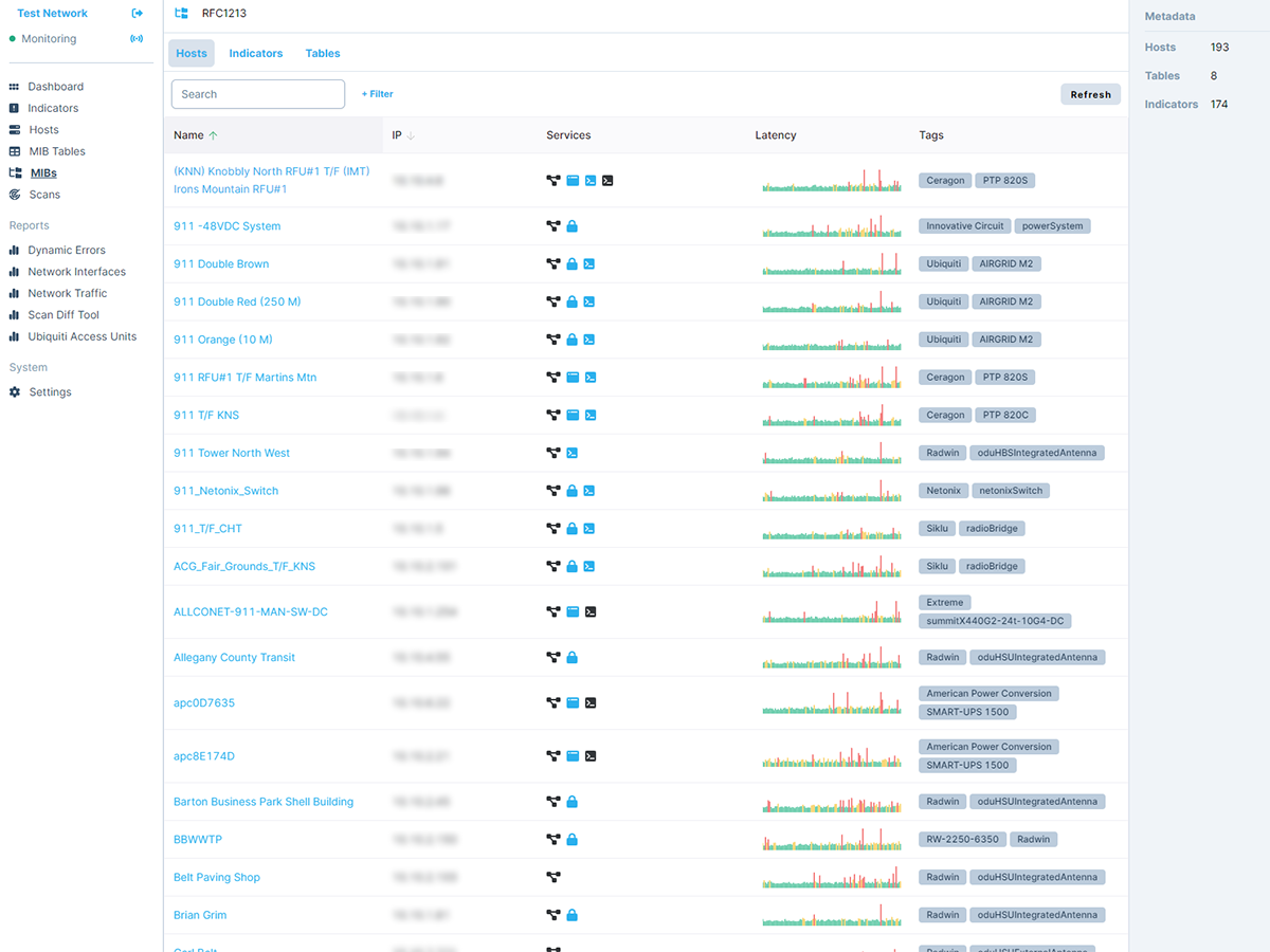 Komodo Eye host list interface